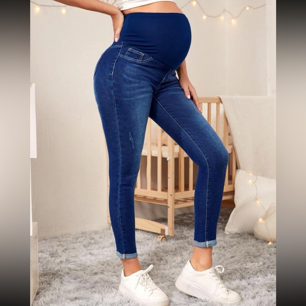 Maternity High Waist Ripped Skinny Jeans